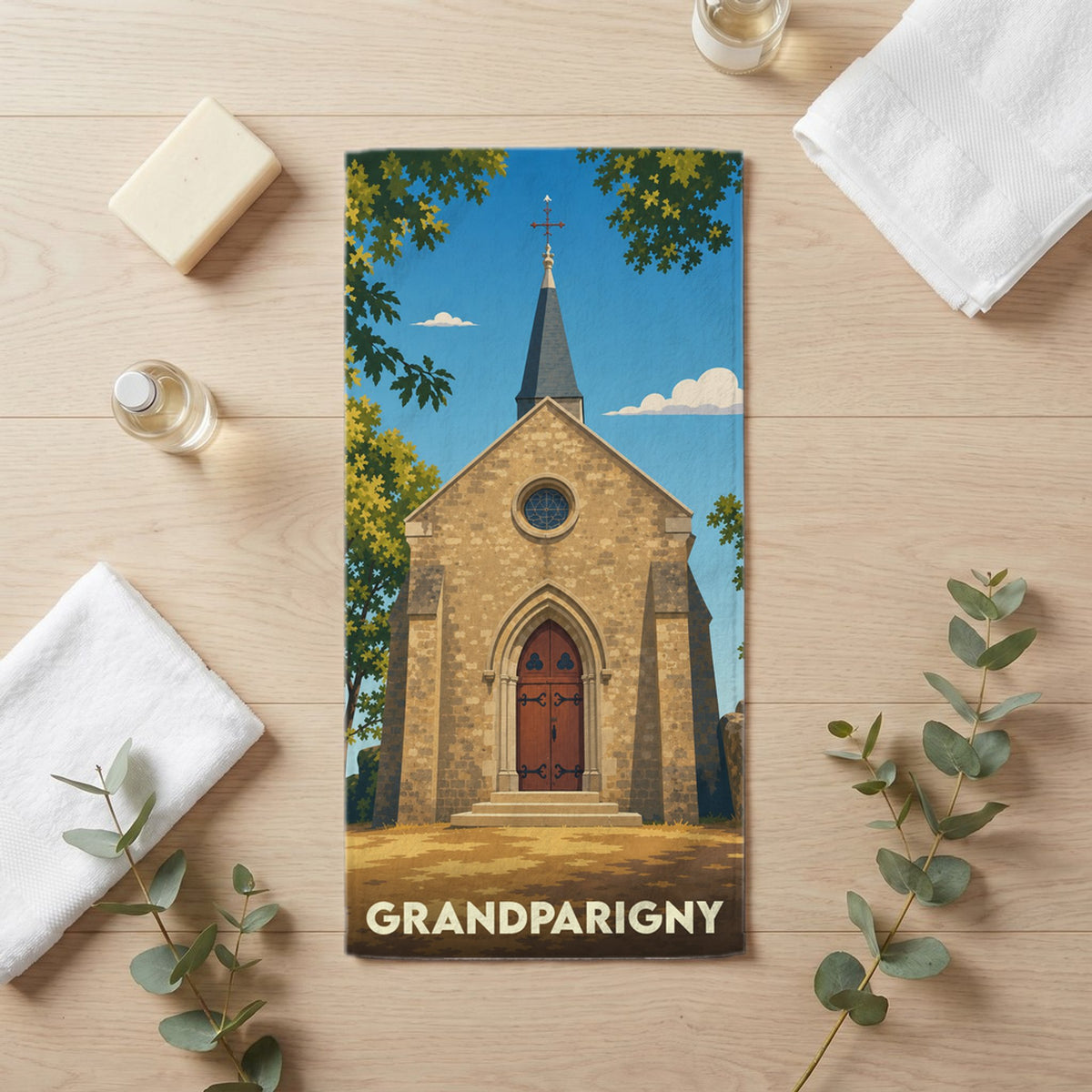 Serviette de bain 30 cm x 60 cm souvenir de Grandparigny