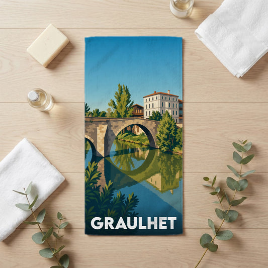 Serviette de bain 30 cm x 60 cm souvenir de Graulhet