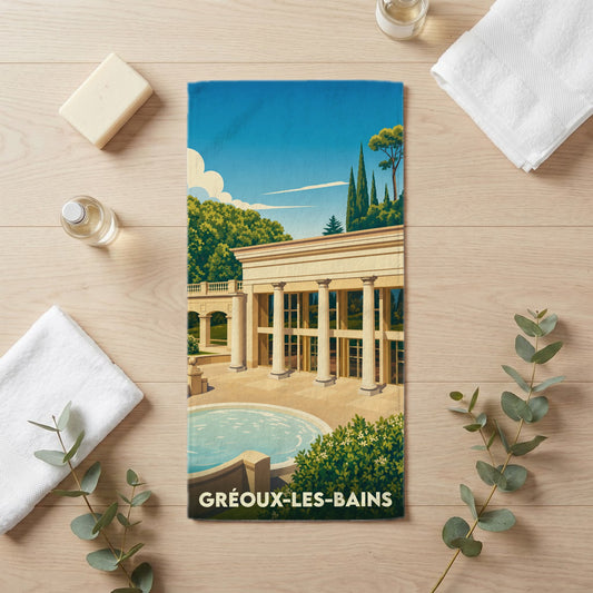 Serviette de bain 30 cm x 60 cm souvenir de Gréoux-les-Bains