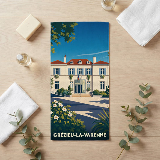 Serviette de bain 30 cm x 60 cm souvenir de Grézieu-la-Varenne