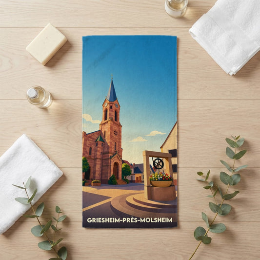Serviette de bain 30 cm x 60 cm souvenir de Griesheim-près-Molsheim