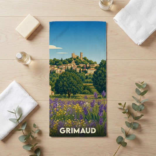 Serviette de bain 30 cm x 60 cm souvenir de Grimaud