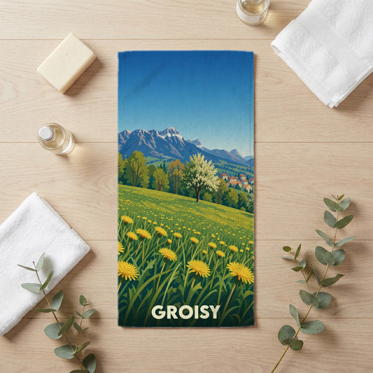Serviette de bain 30 cm x 60 cm souvenir de Groisy