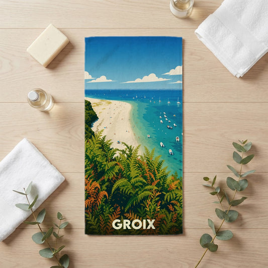 Serviette de bain 30 cm x 60 cm souvenir de Groix