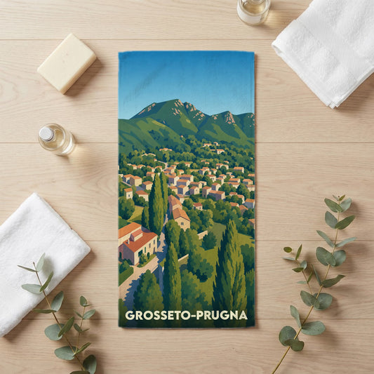 Serviette de bain 30 cm x 60 cm souvenir de Grosseto-Prugna