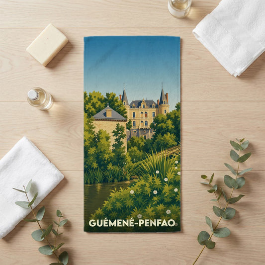 Serviette de bain 30 cm x 60 cm souvenir de Guémené-Penfao