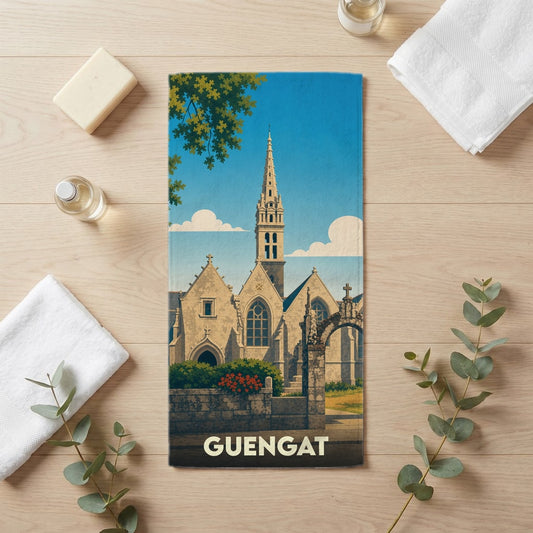Serviette de bain 30 cm x 60 cm souvenir de Guengat