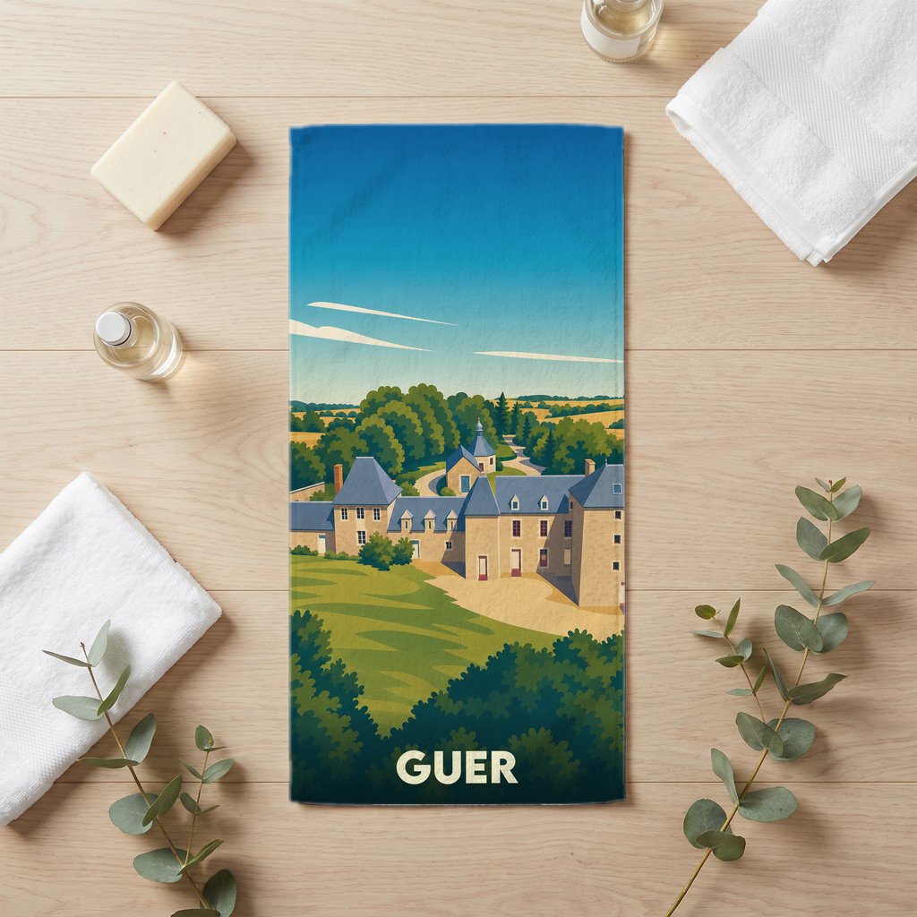 Serviette de bain 30 cm x 60 cm souvenir de Guer