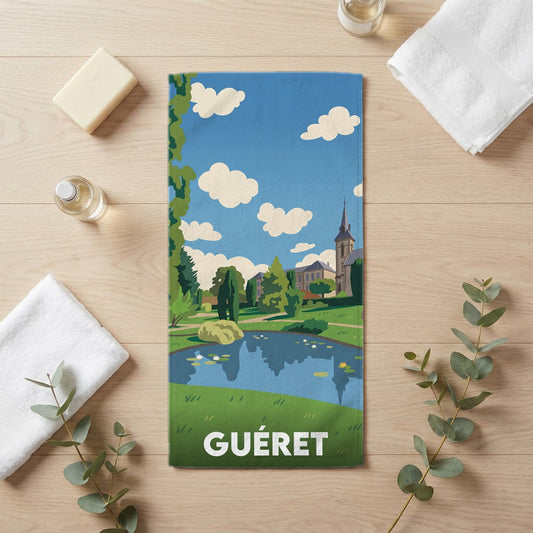 Serviette de bain 30 cm x 60 cm souvenir de Guéret
