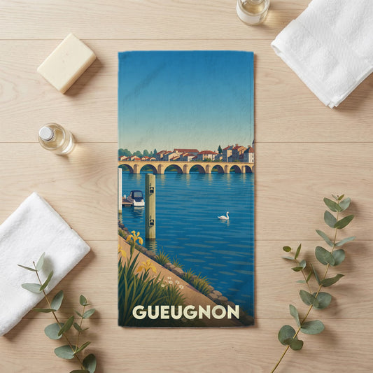 Serviette de bain 30 cm x 60 cm souvenir de Gueugnon