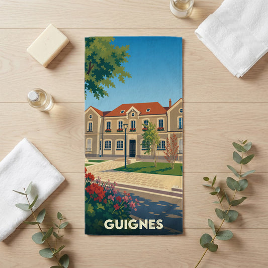 Serviette de bain 30 cm x 60 cm souvenir de Guignes
