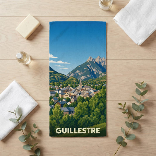 Serviette de bain 30 cm x 60 cm souvenir de Guillestre