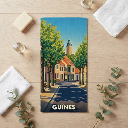 Serviette de bain 30 cm x 60 cm souvenir de Guînes