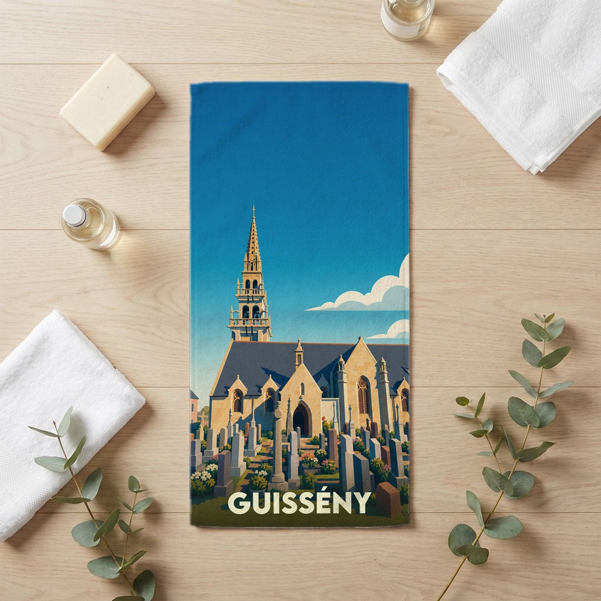 Serviette de bain 30 cm x 60 cm souvenir de Guissény