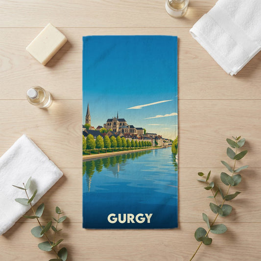 Serviette de bain 30 cm x 60 cm souvenir de Gurgy