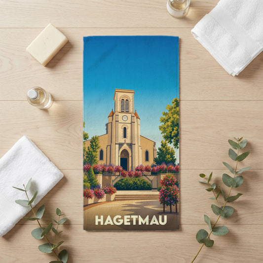 Serviette de bain 30 cm x 60 cm souvenir de Hagetmau