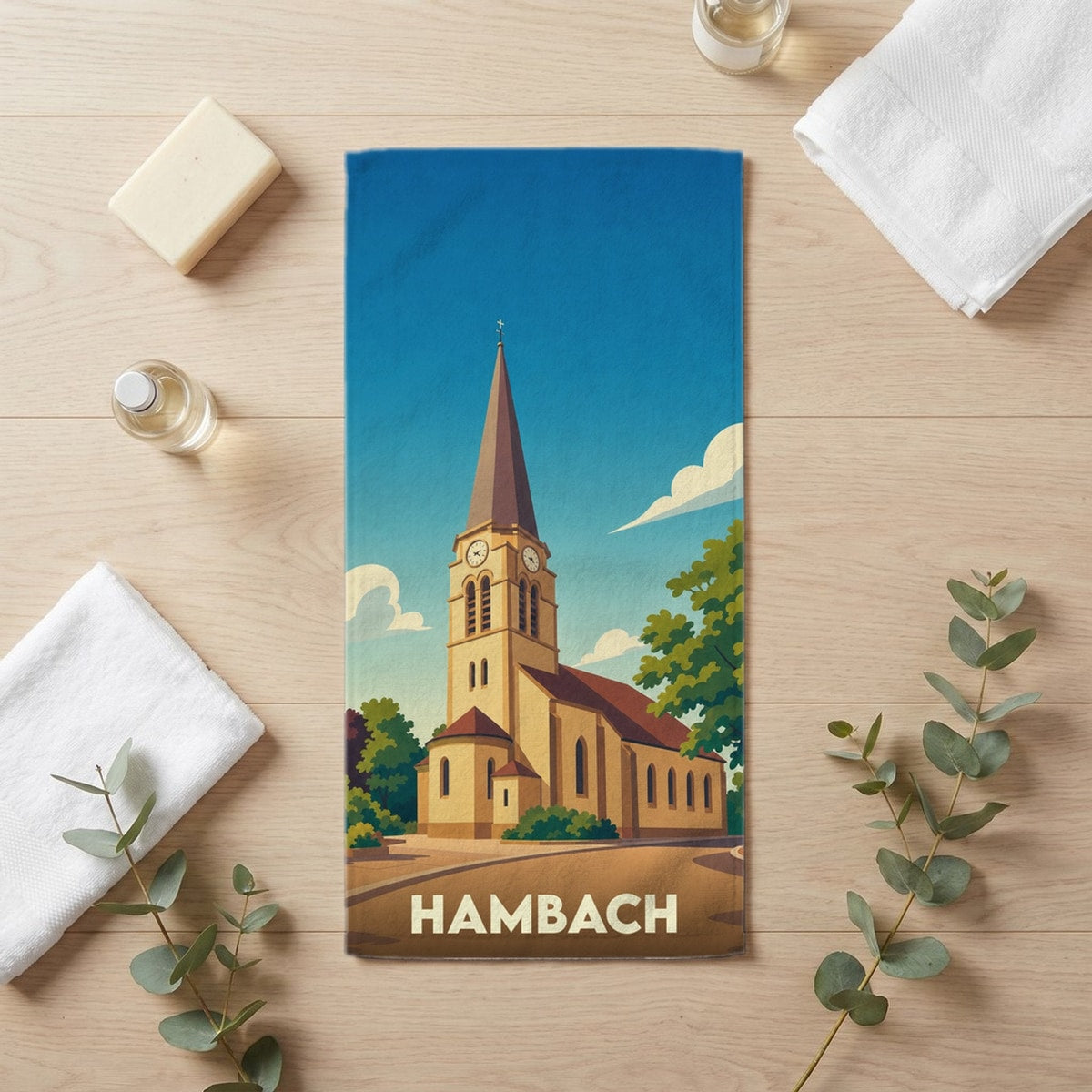 Serviette de bain 30 cm x 60 cm souvenir de Hambach