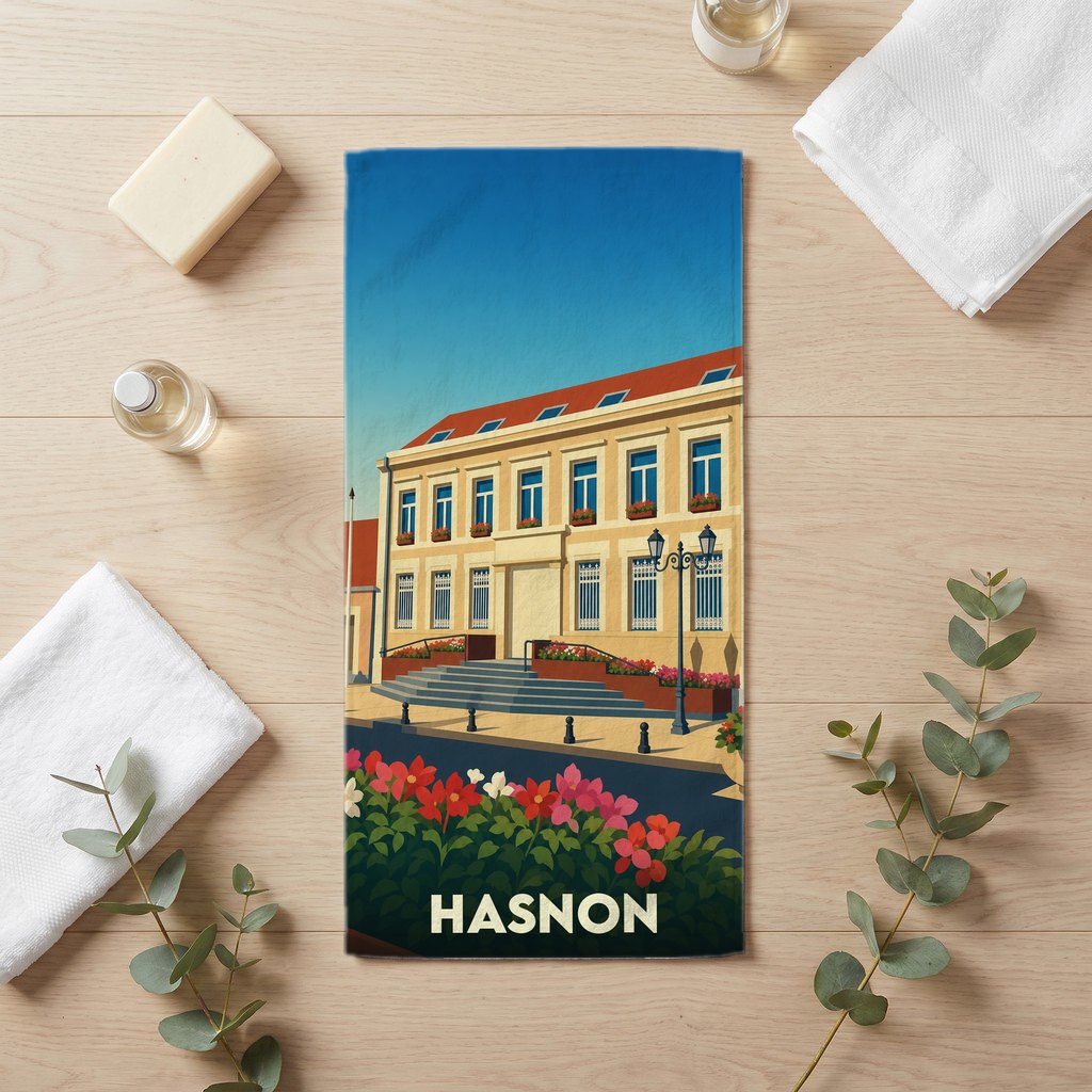 Serviette de bain 30 cm x 60 cm souvenir de Hasnon