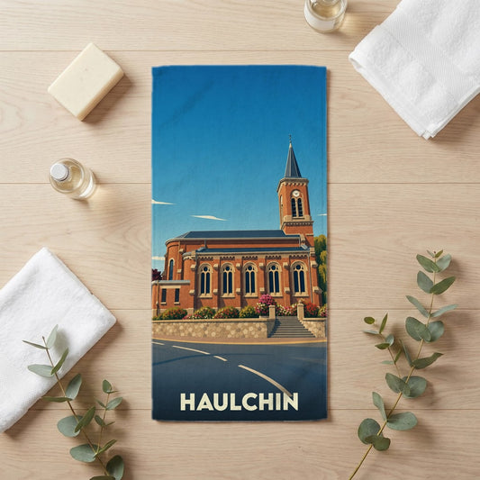 Serviette de bain 30 cm x 60 cm souvenir de Haulchin