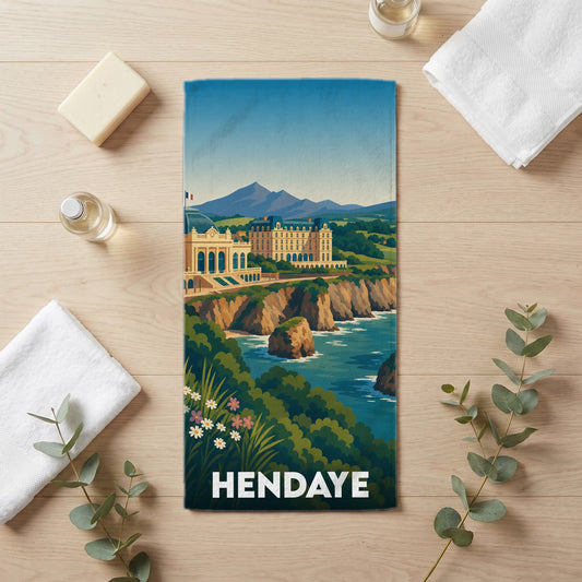 Serviette de bain 30 cm x 60 cm souvenir de Hendaye
