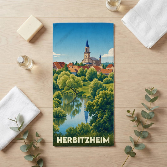 Serviette de bain 30 cm x 60 cm souvenir de Herbitzheim