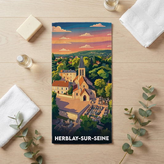 Serviette de bain 30 cm x 60 cm souvenir de Herblay-sur-Seine