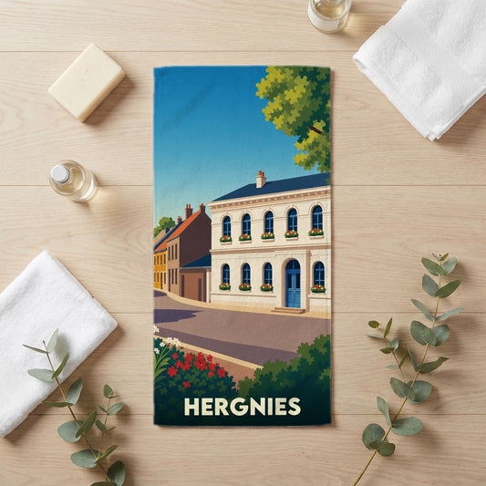 Serviette de bain 30 cm x 60 cm souvenir de Hergnies