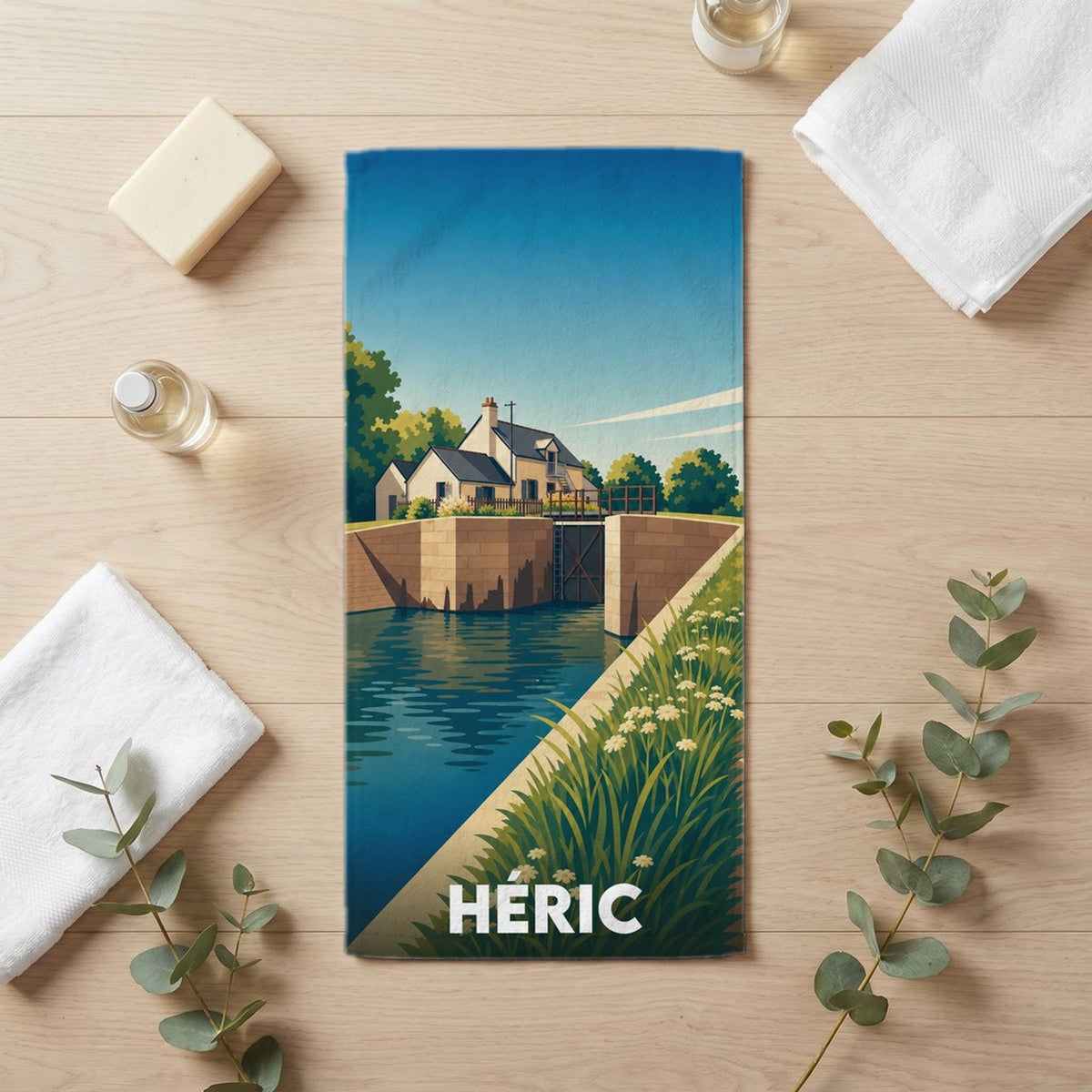 Serviette de bain 30 cm x 60 cm souvenir de Héric