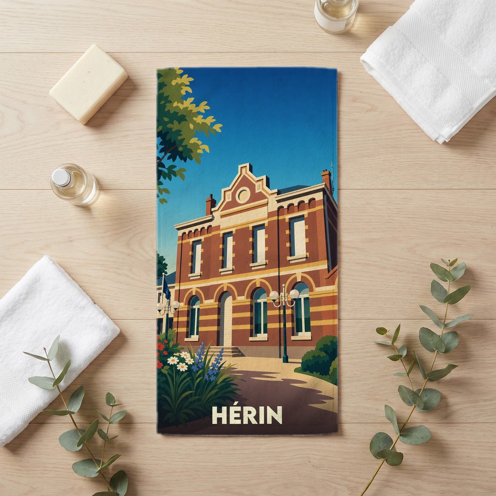 Serviette de bain 30 cm x 60 cm souvenir de Hérin