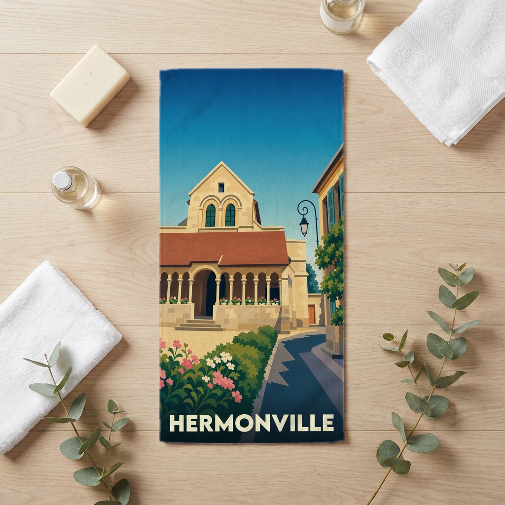 Serviette de bain 30 cm x 60 cm souvenir de Hermonville