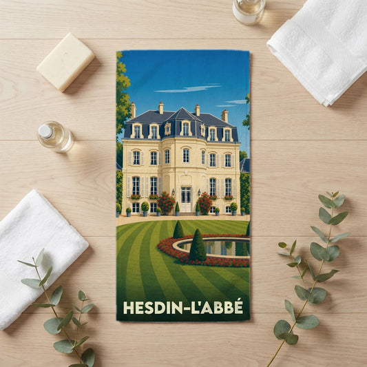 Serviette de bain 30 cm x 60 cm souvenir de Hesdin-l'Abbé