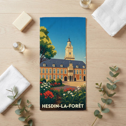 Serviette de bain 30 cm x 60 cm souvenir de Hesdin-la-Forêt