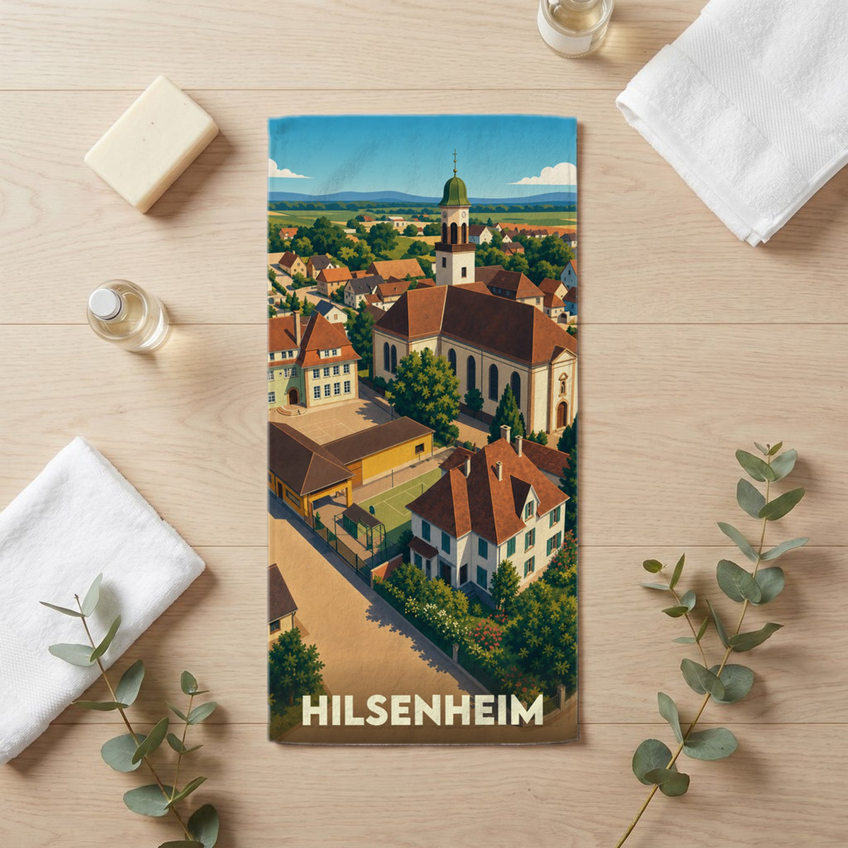 Serviette de bain 30 cm x 60 cm souvenir de Hilsenheim