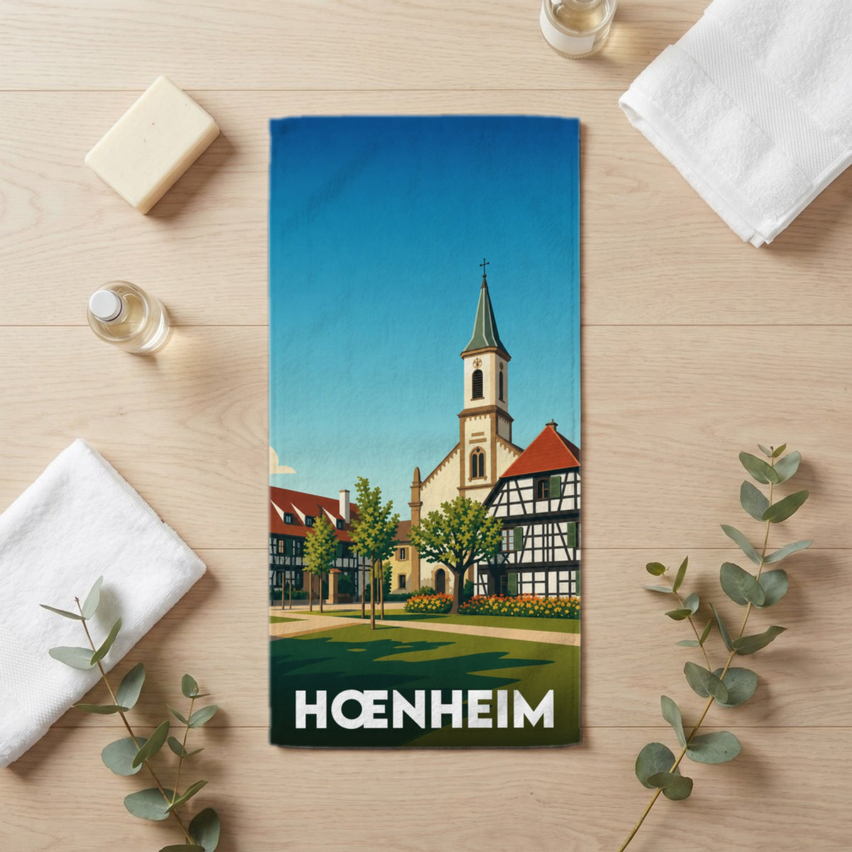 Serviette de bain 30 cm x 60 cm souvenir de Hœnheim