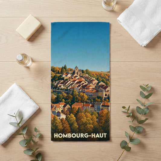 Serviette de bain 30 cm x 60 cm souvenir de Hombourg-Haut