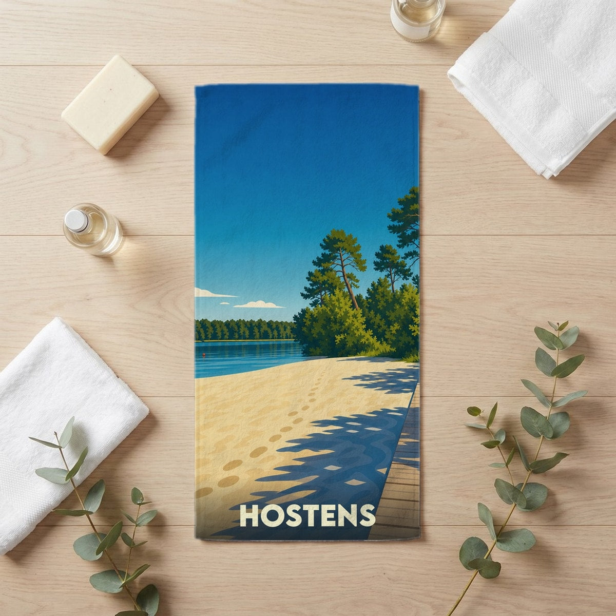 Serviette de bain 30 cm x 60 cm souvenir de Hostens