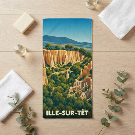 Serviette de bain 30 cm x 60 cm souvenir de Ille-sur-Têt