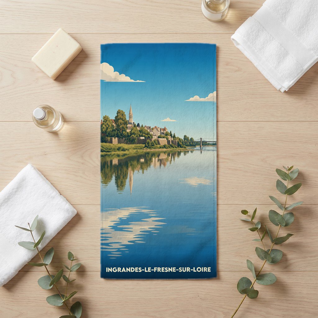 Serviette de bain 30 cm x 60 cm souvenir de Ingrandes-le-Fresne-sur-Loire