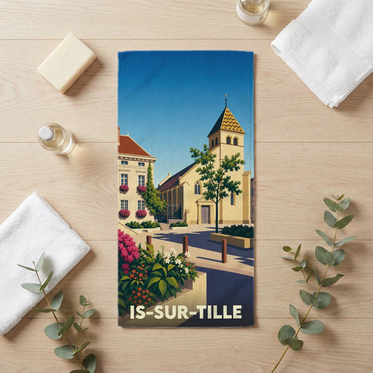 Serviette de bain 30 cm x 60 cm souvenir de Is-sur-Tille