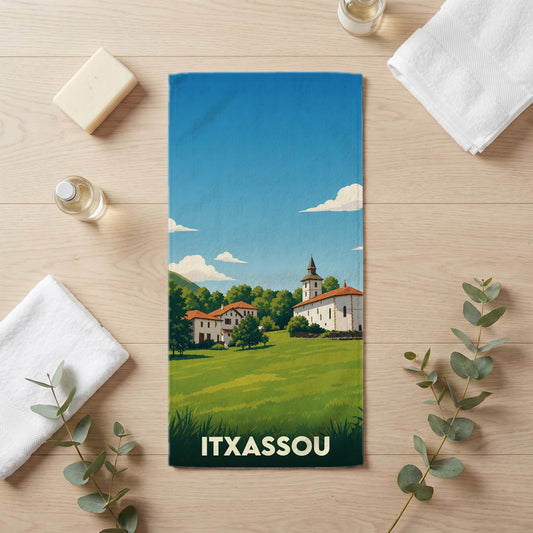 Serviette de bain 30 cm x 60 cm souvenir de Itxassou