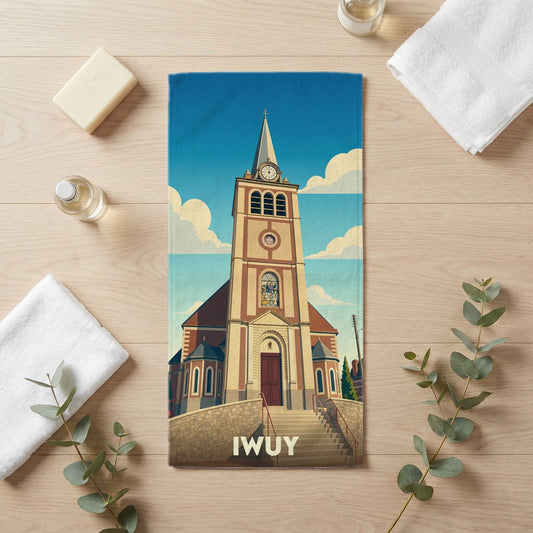 Serviette de bain 30 cm x 60 cm souvenir de Iwuy