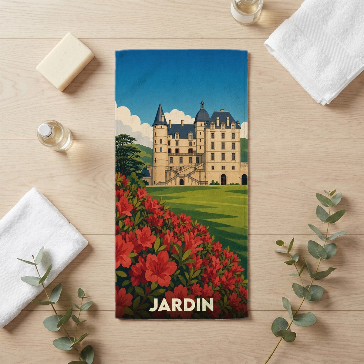 Serviette de bain 30 cm x 60 cm souvenir de Jardin