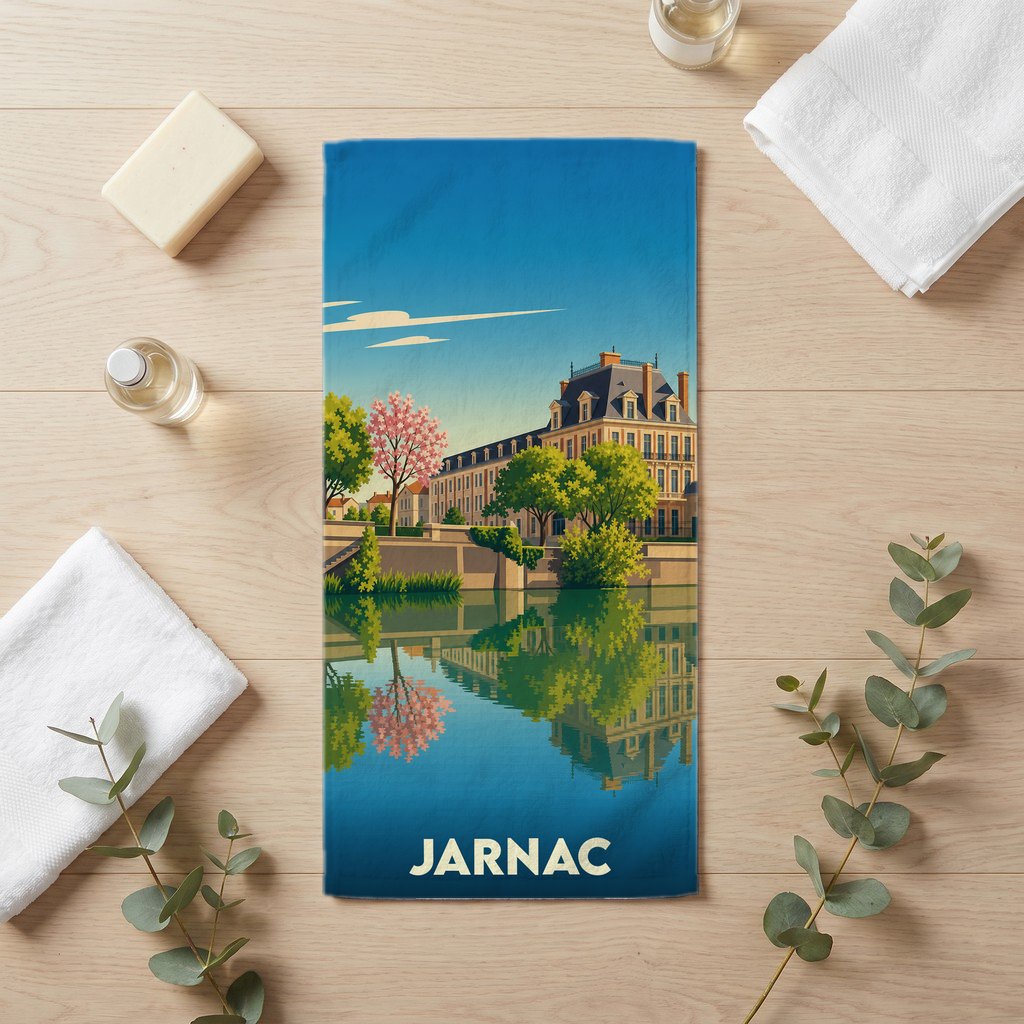Serviette de bain 30 cm x 60 cm souvenir de Jarnac