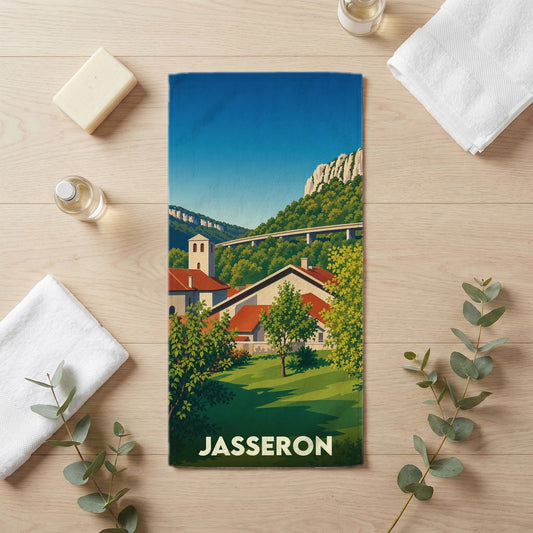 Serviette de bain 30 cm x 60 cm souvenir de Jasseron