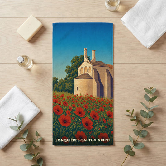 Serviette de bain 30 cm x 60 cm souvenir de Jonquières-Saint-Vincent