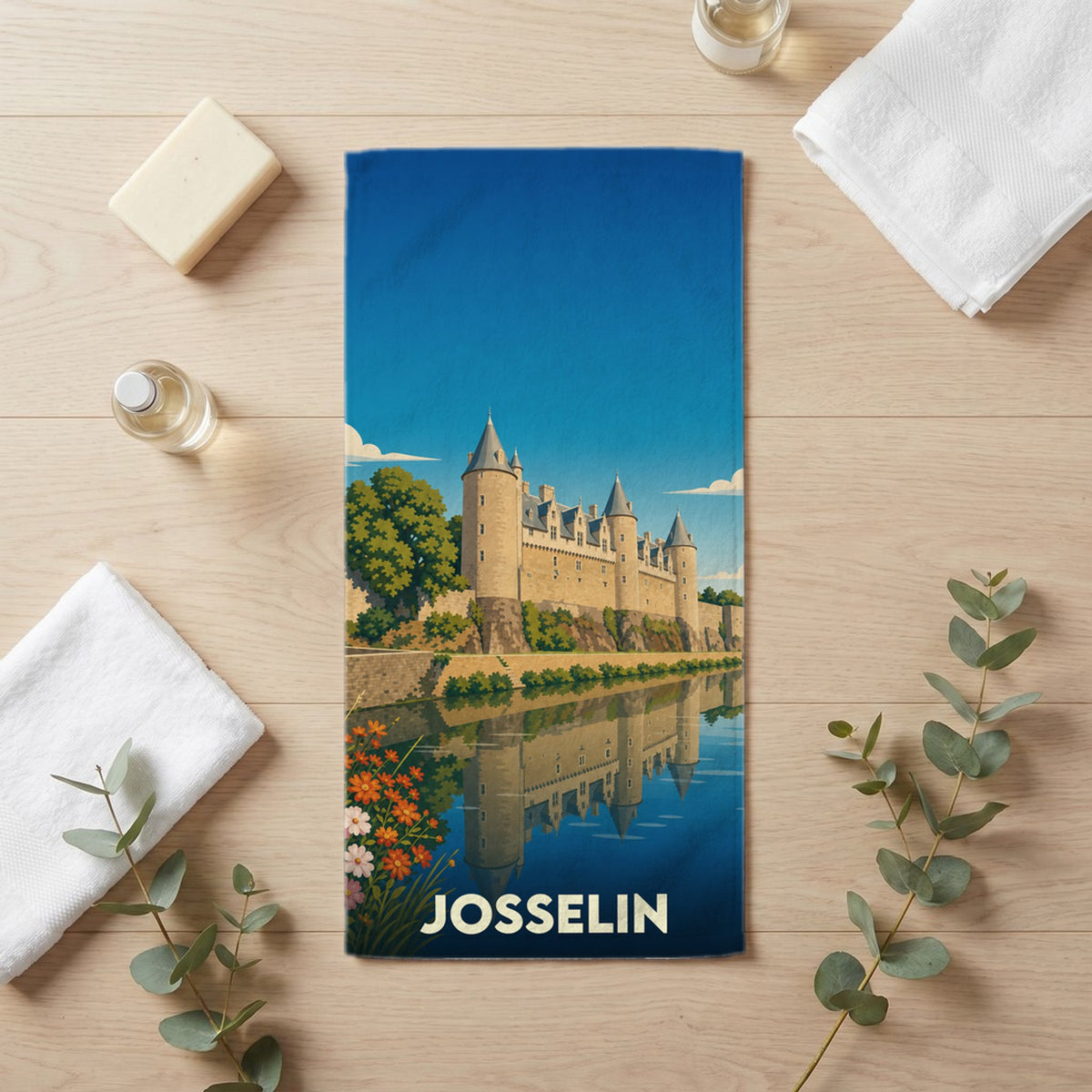 Serviette de bain 30 cm x 60 cm souvenir de Josselin