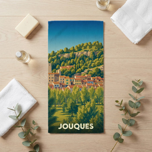 Serviette de bain 30 cm x 60 cm souvenir de Jouques