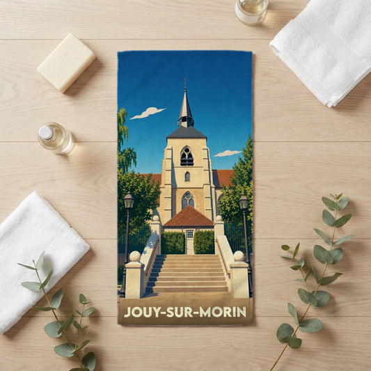 Serviette de bain 30 cm x 60 cm souvenir de Jouy-sur-Morin
