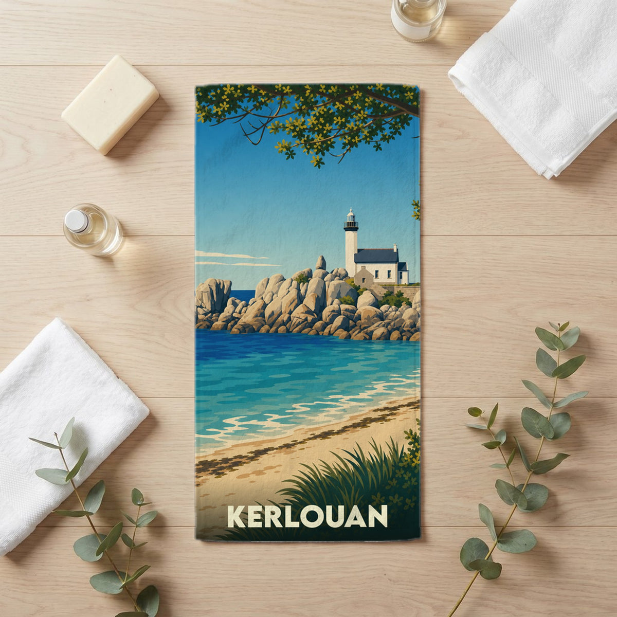 Serviette de bain 30 cm x 60 cm souvenir de Kerlouan