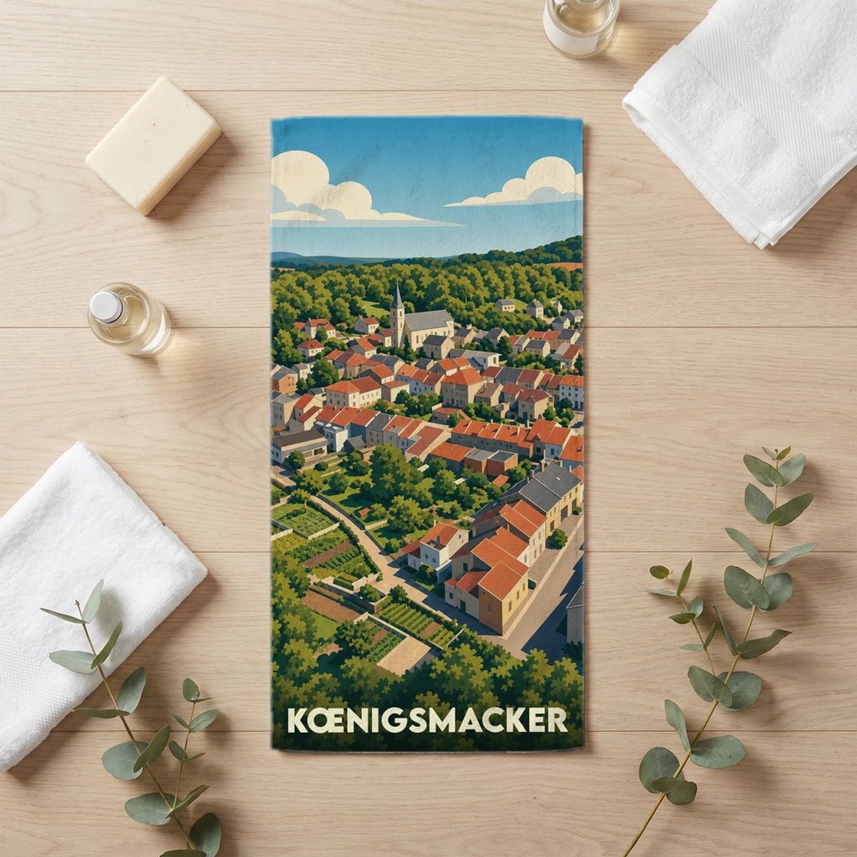 Serviette de bain 30 cm x 60 cm souvenir de Kœnigsmacker
